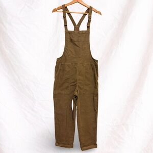 Aerie Brown Corduroy Overalls Womens Small Adjustable Strap Crop Straight